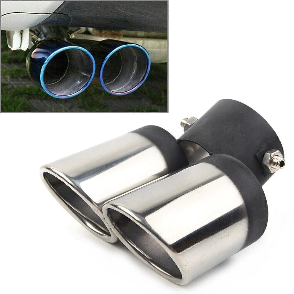 Dual Rear Exhaust Pipe Trim Tip for Universal Fit (Stainless Steel)