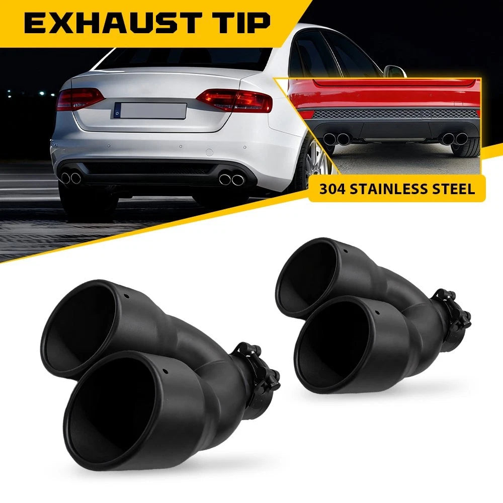2X Dual Pipe Exhaust Tip 2.5" OD 7" Outlet 8.5" Long