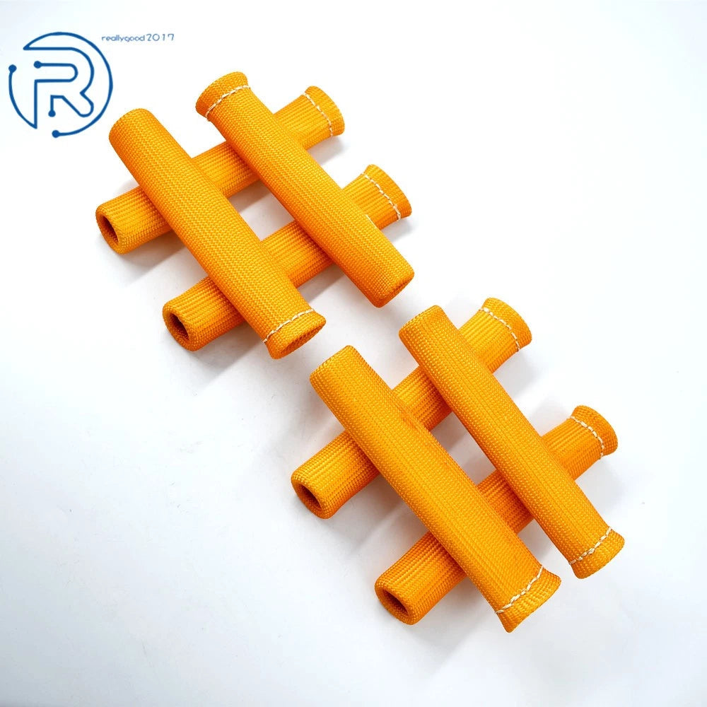 8PCS Spark Plug Wire Protector Sleeve Heat Shield Cover Universal Orange
