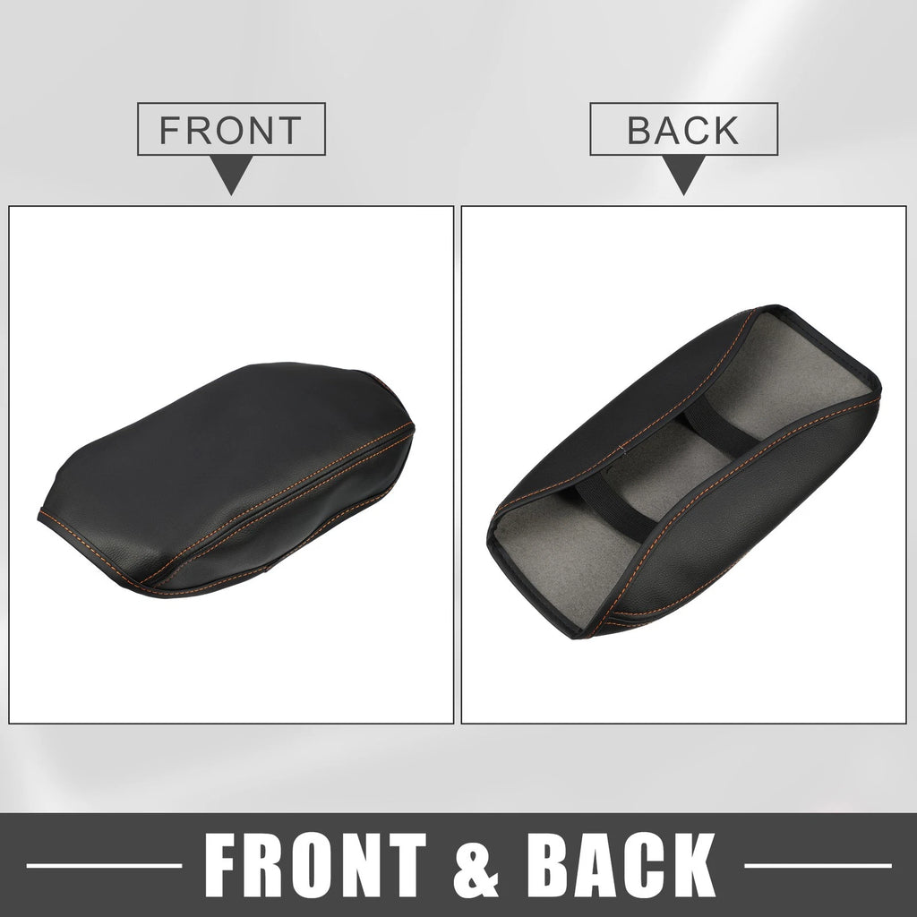 Center Console Cover Pad for Subaru Forester (2019–2023) Black Orange Stitches