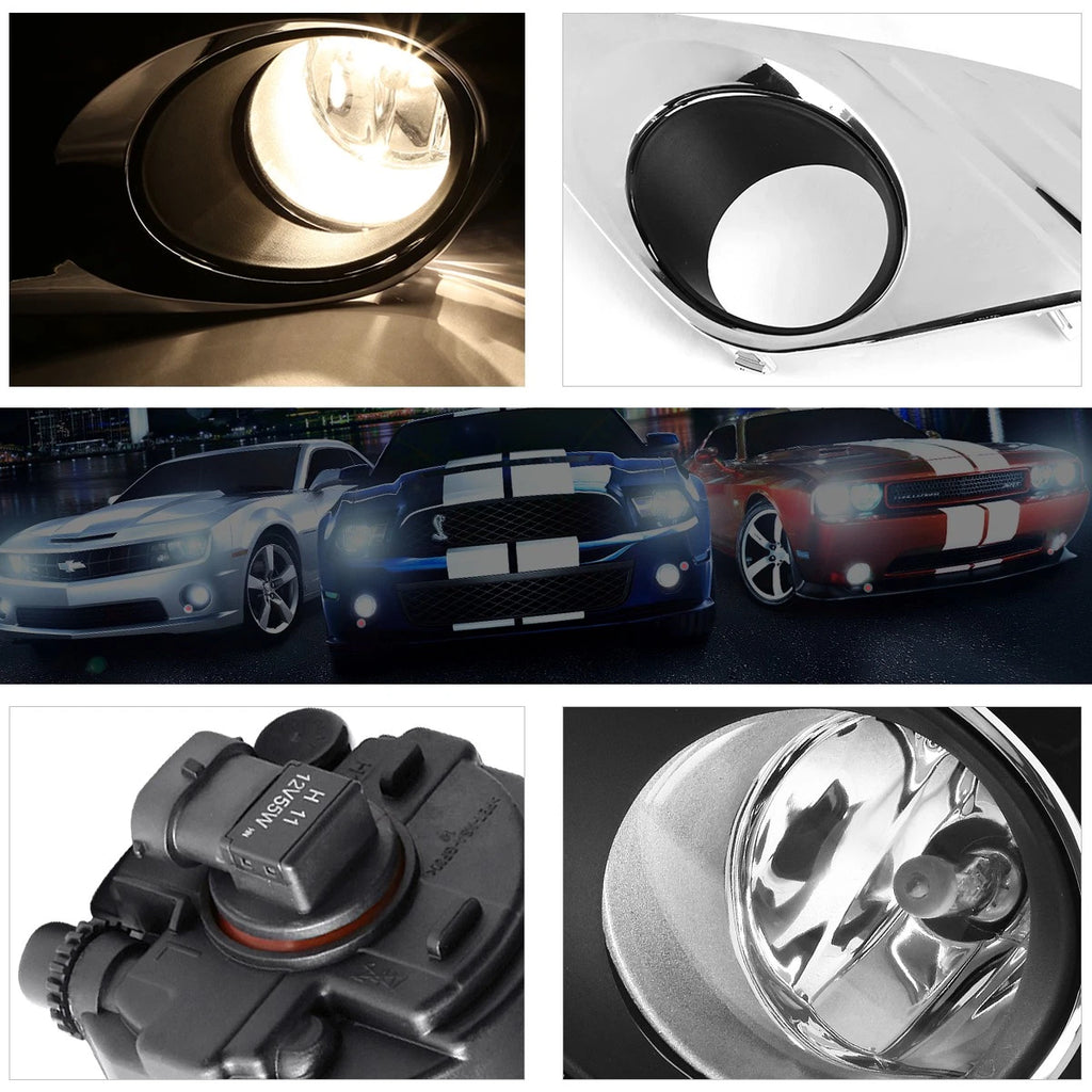 Set of 2 Smoked Lens Fog Lights with Switch & Chrome Bezel for Camry (2012–2014)