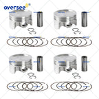 Set of 4 Piston Set STD for Yamaha Waverunner FX Cruiser (6ET-11631-00, 6S5-11631-10)