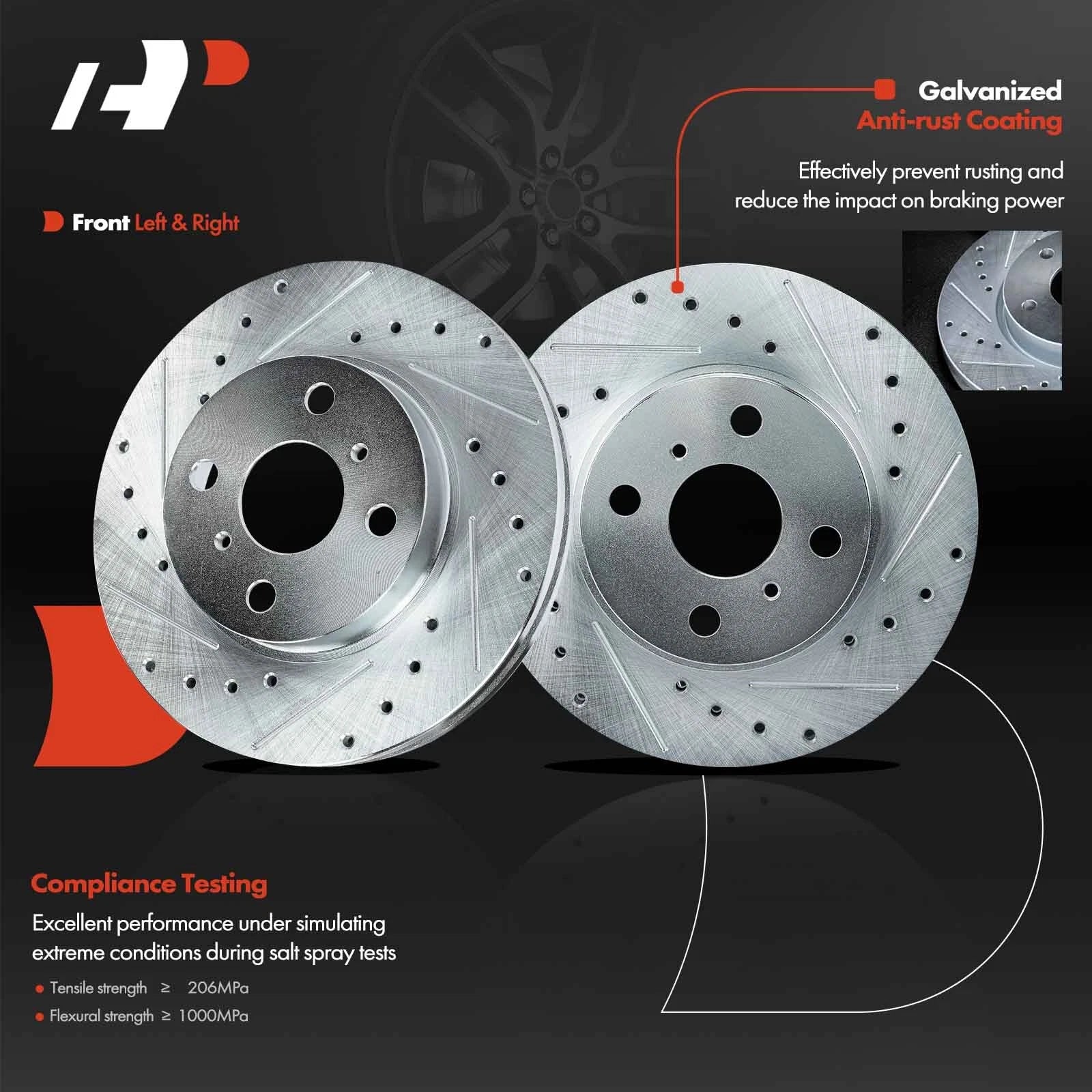 Front Drilled Brake Rotors for Toyota Corolla (1993–2002)