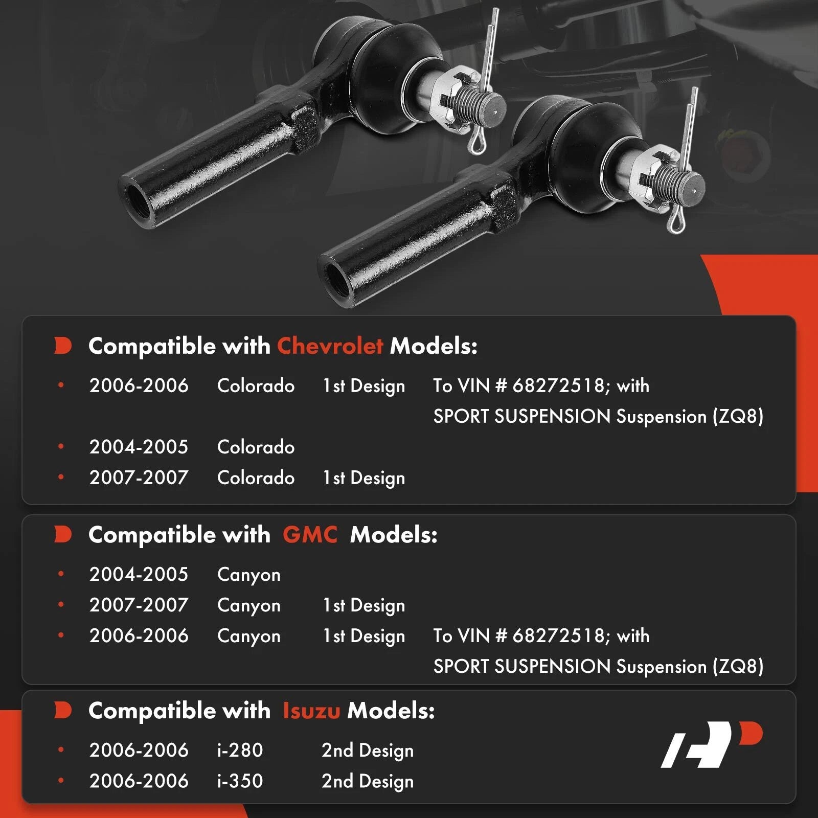 2X Front Outer Tie Rod Ends for Chevrolet Colorado GMC Canyon (2004–2007)