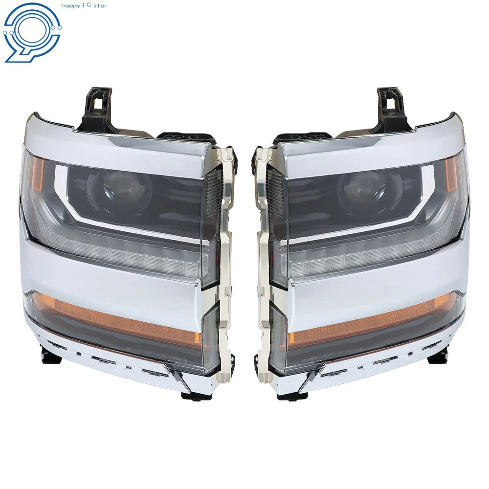 HID Xenon Headlights for Chevy Silverado 1500 (2016–2018) with DRL Chrome