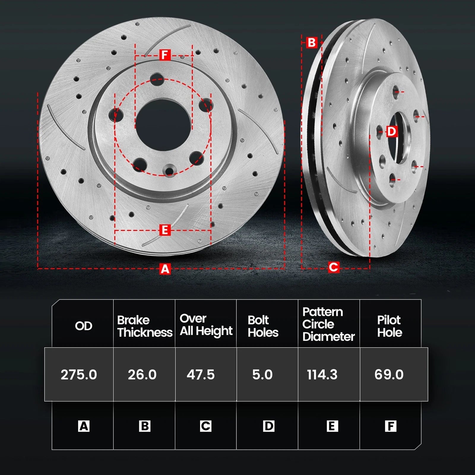 Front Disc Rotors + Ceramic Brake Pads for Hyundai Elantra (2007–2010)