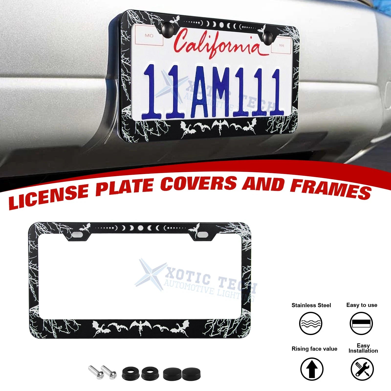 Black Dragon Mythology License Plate Frame for Universal Fit (2010-2024)