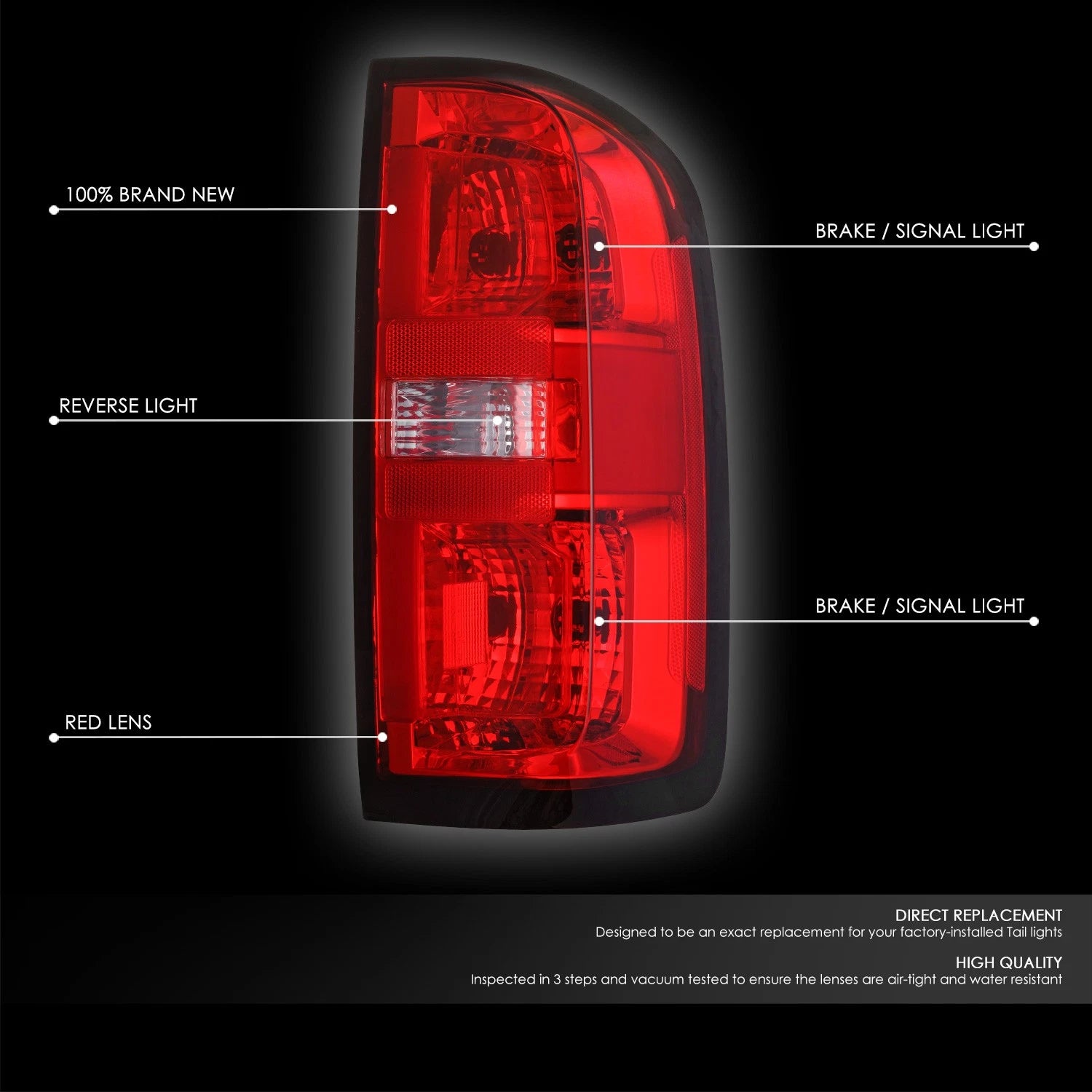 OE Style Red Lens Tail Brake Light for Chevy Colorado (2015–2022)