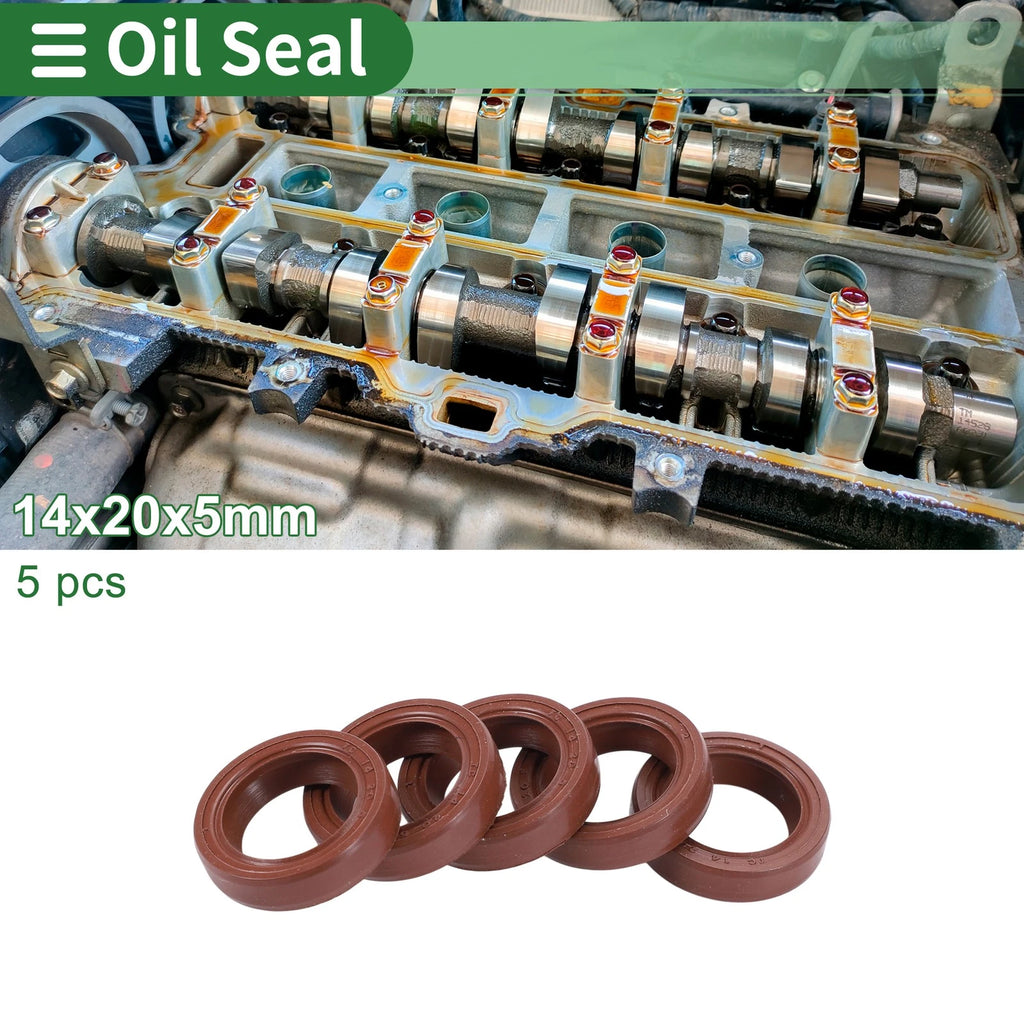 Set of 5 Oil Seal Rotary Shaft Seal 14x20x5mm for Various Models