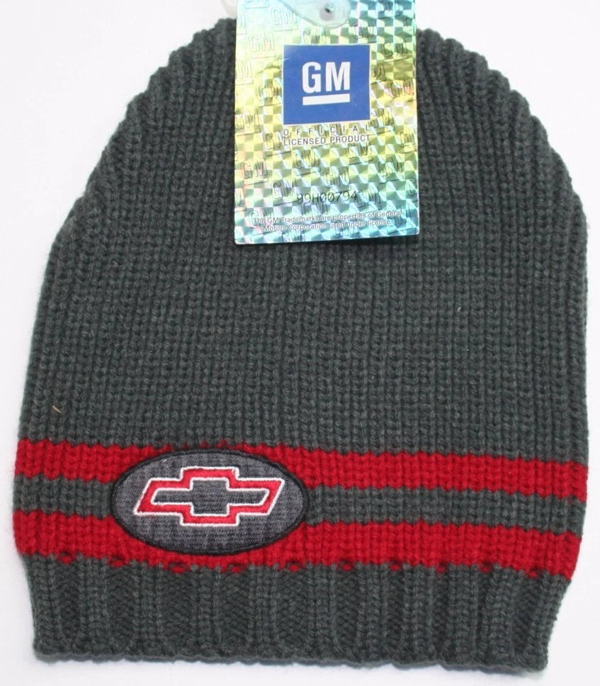 Knitted Beanie Hat for Chevy Chevrolet (One Size, Gray Red)