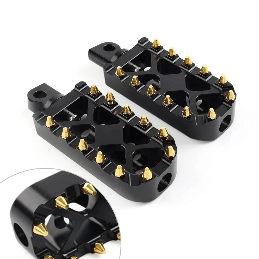 Foot Pegs for Harley Touring, Softail, Dyna (2010–2023) - MX Style, Black/Gold