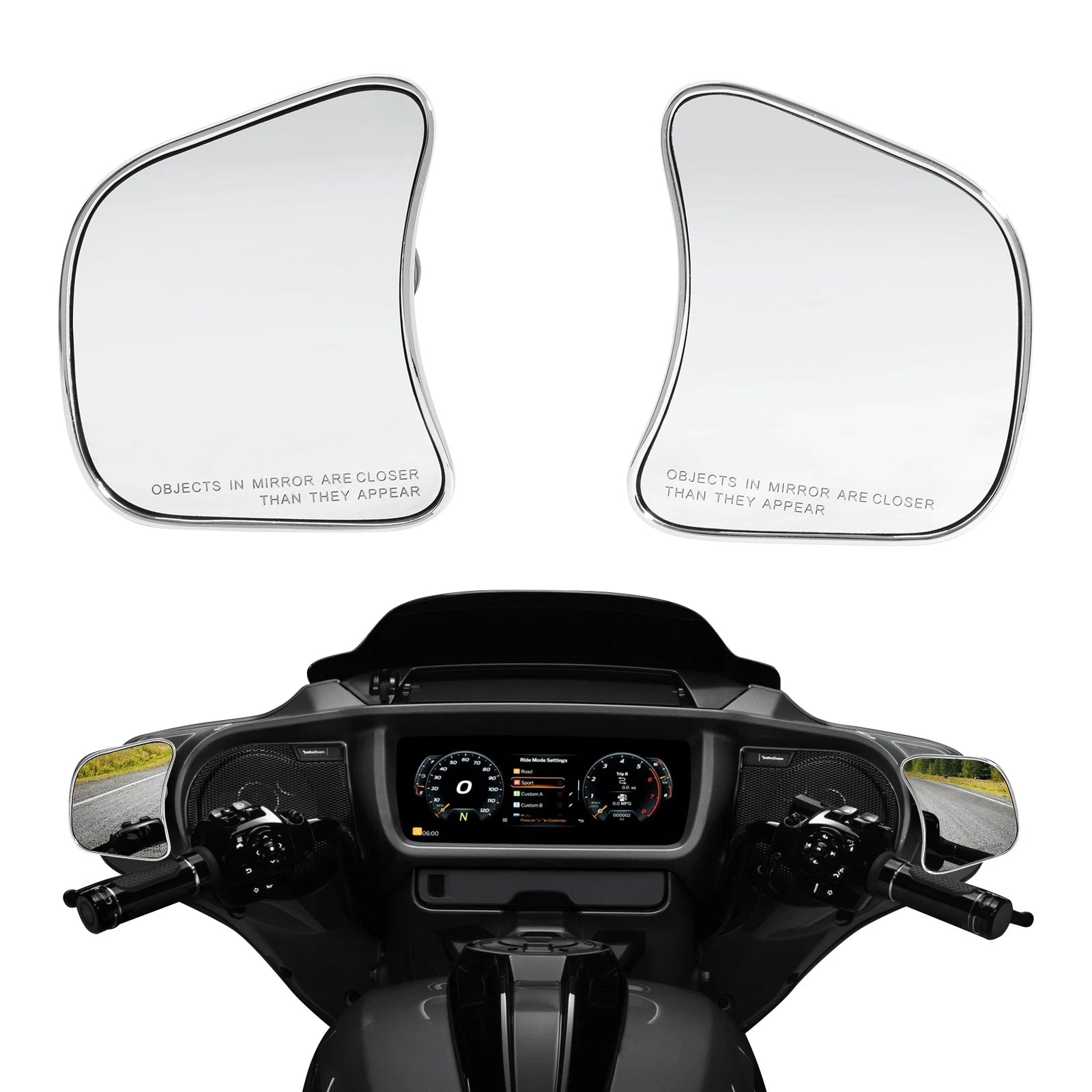 Inner Fairing Mount Mirrors for Harley CVO Street Glide (2023–2026) 25 Chrome
