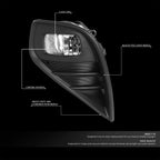 Fog Light Lamp Set for Toyota Highlander (2020–2022) w/ Bezel & Switch, Chrome