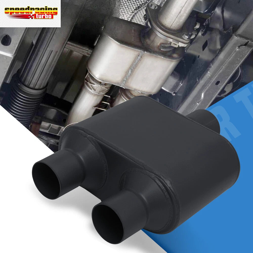 2.5" Center Inlet & 2.25" Outlet Dual Stainless Steel Exhaust Muffler for