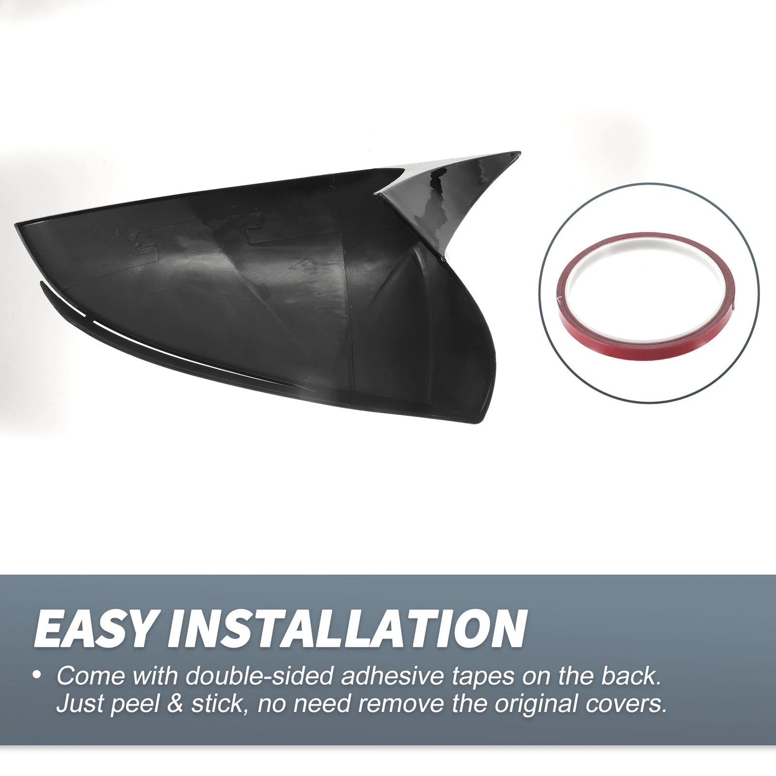 Pair Rearview Mirror Cover Overlay Gloss Black for Hyundai Tucson (2022–2024)