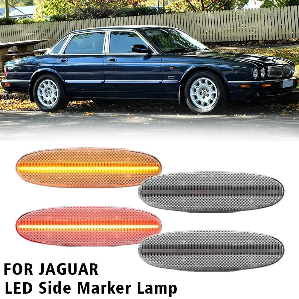 Set of 4 Clear LED Front Rear Side Marker Lights for Jaguar XJ (1998–2003)