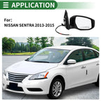 Right Side Door Mirror for Nissan Sentra (2013–2015) Manual Folding Black