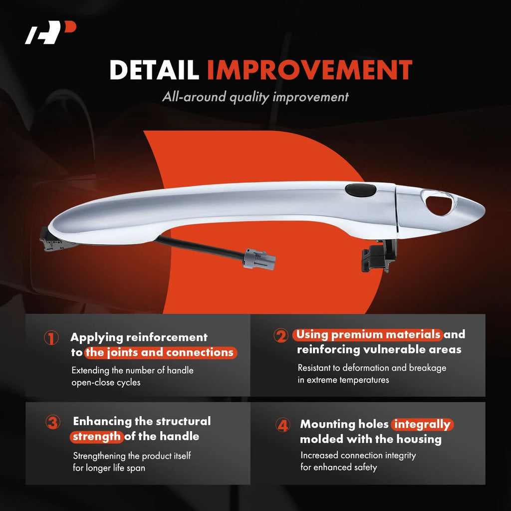 Front Left Exterior Door Handle with Keyhole & LED for Kia Sedona (2015–2021)