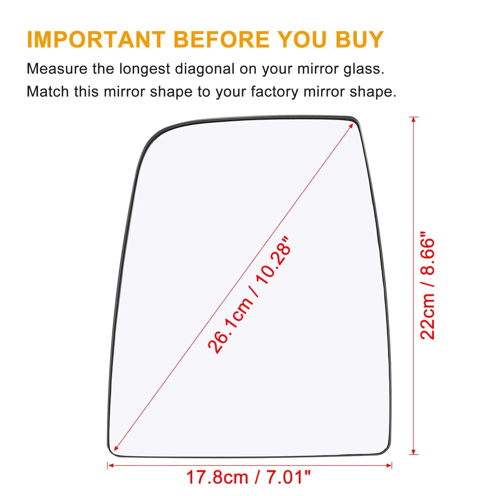 Heated Rearview Left Side Mirror Glass with Backing Plate for Ford Transit (2015–2020)