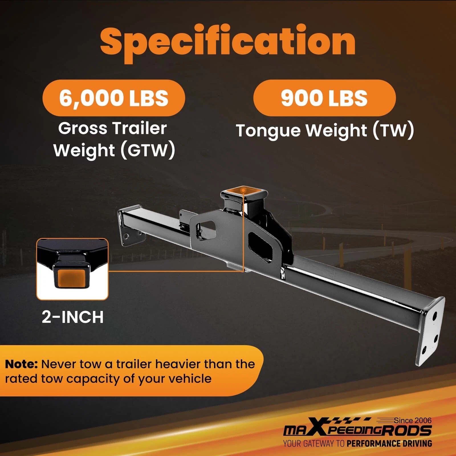 2" Class 3 Tow Hitch Receiver for Sprinter 2500/3500 (2007-2025)