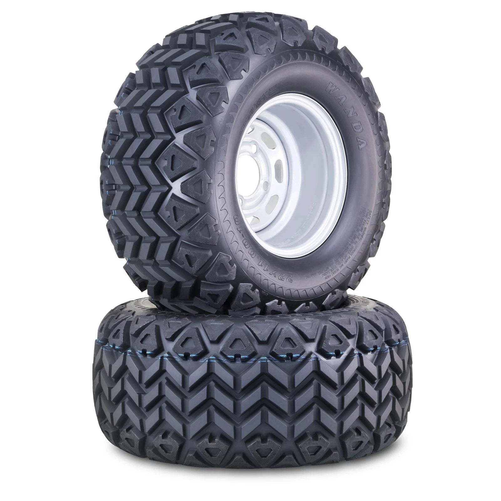 Set of 2 Golf Cart Tire Assembly 22X11-10 w/4x4" PCD ET-15.5 Silver Wheel
