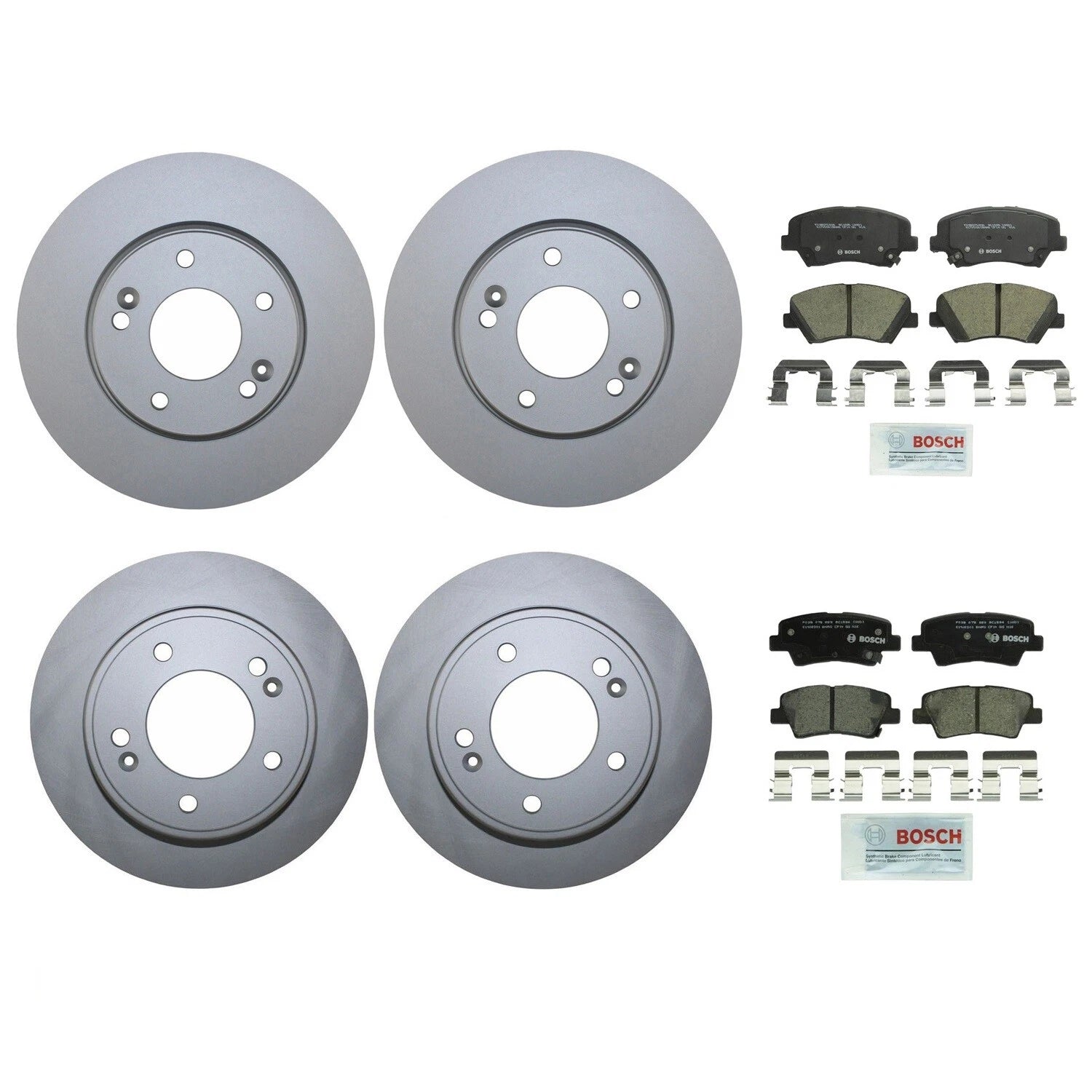Front Rear Brake Kit Disc Rotors & Bosch Ceramic Pads for Hyundai Kia (L4 FWD)