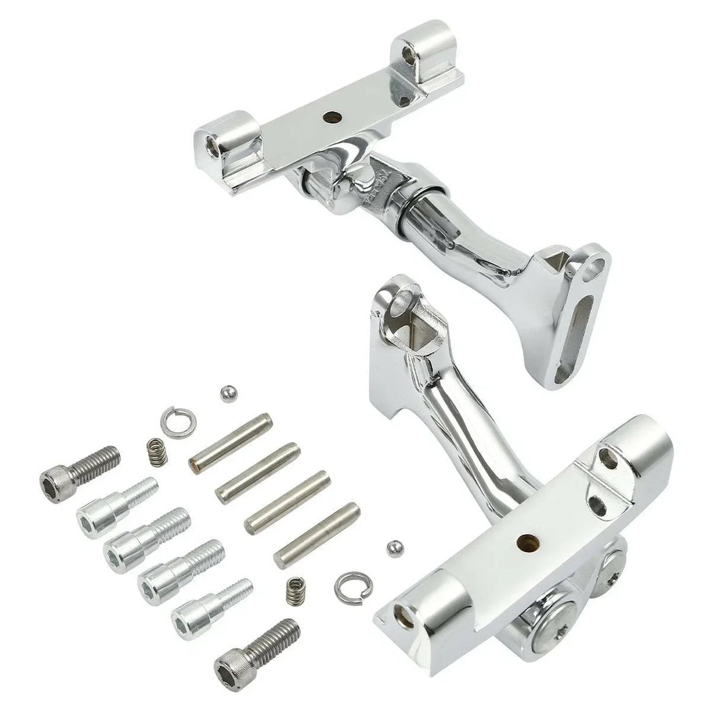 Chrome/Blk Passenger Adjustable Footboard Mount for Harley Touring (1993-2025)