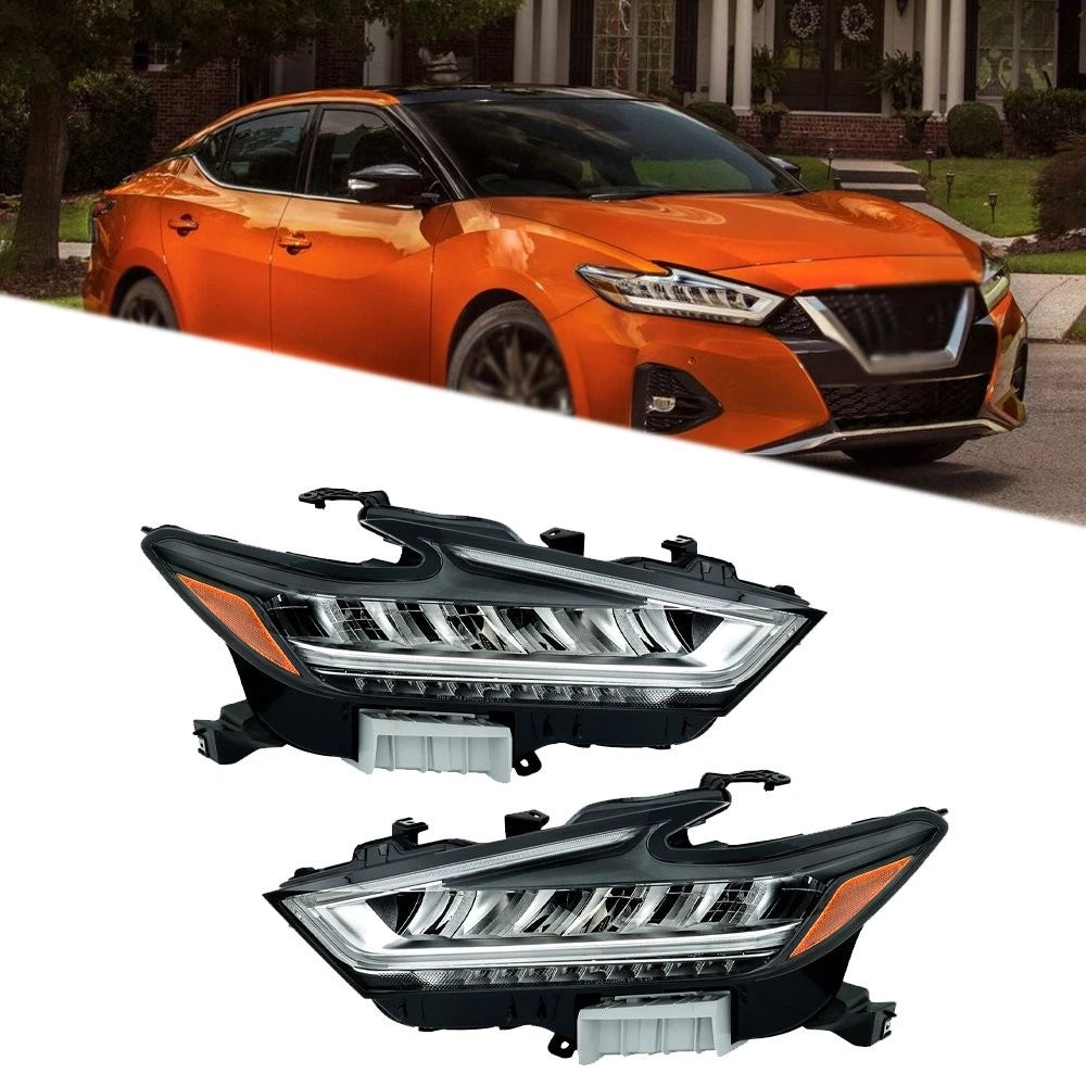 Set of 2 LED Headlights for Nissan Maxima (2019â2021) Chrome Housing