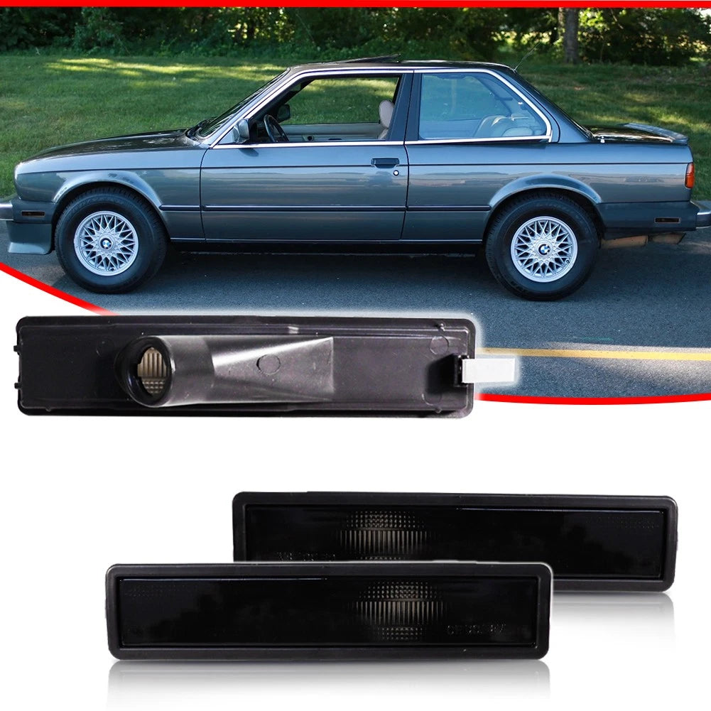 2X Smoke Side Marker Light Housing for BMW E30 E32 E34