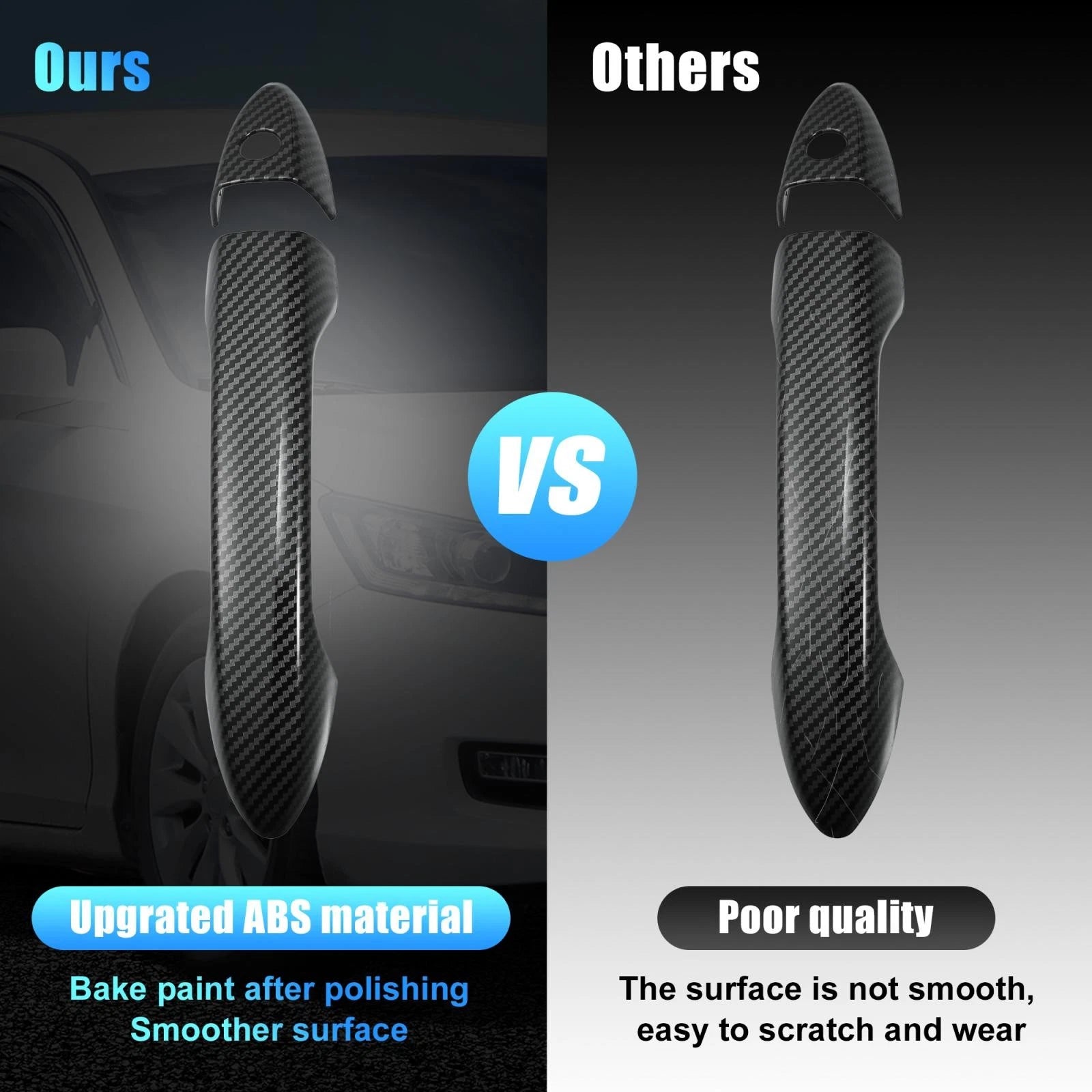 Set of 2 Door Handle Covers for Honda Accord, Honda Pilot (Carbon Fiber)