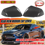 Real Carbon Fiber Side Mirror Cover Cap for Ford Mustang (2015–2022) with LED Signal