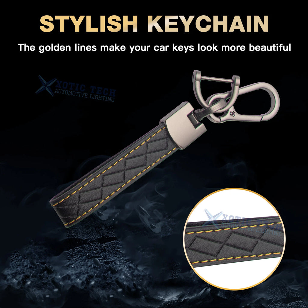 Leather Key Chain Loop Strap Holder Ring Clip Buckle for Car, House (-)