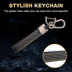 Leather Key Chain Loop Strap Holder Ring Clip Buckle for Car, House (-)