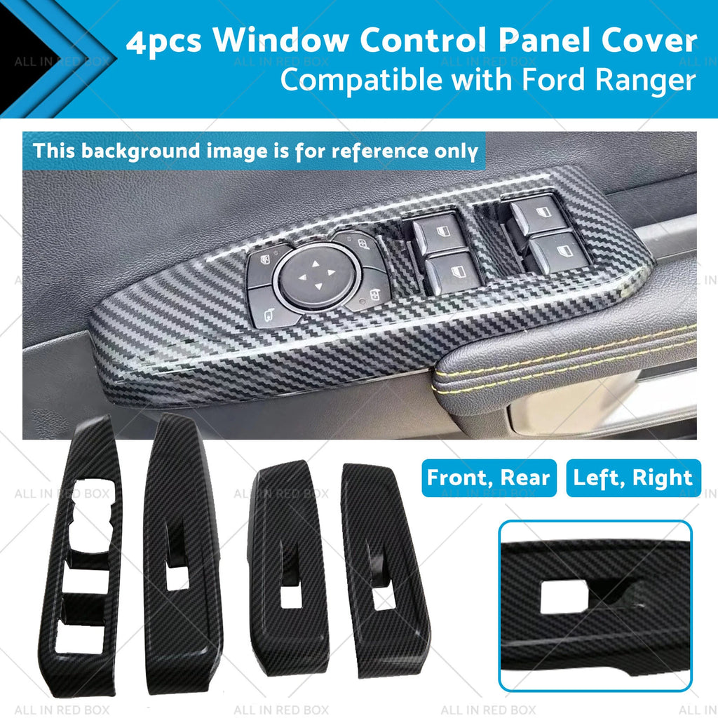 Carbon ABS Window Control Panel Switch Cover for Ford Ranger (2022–2024)