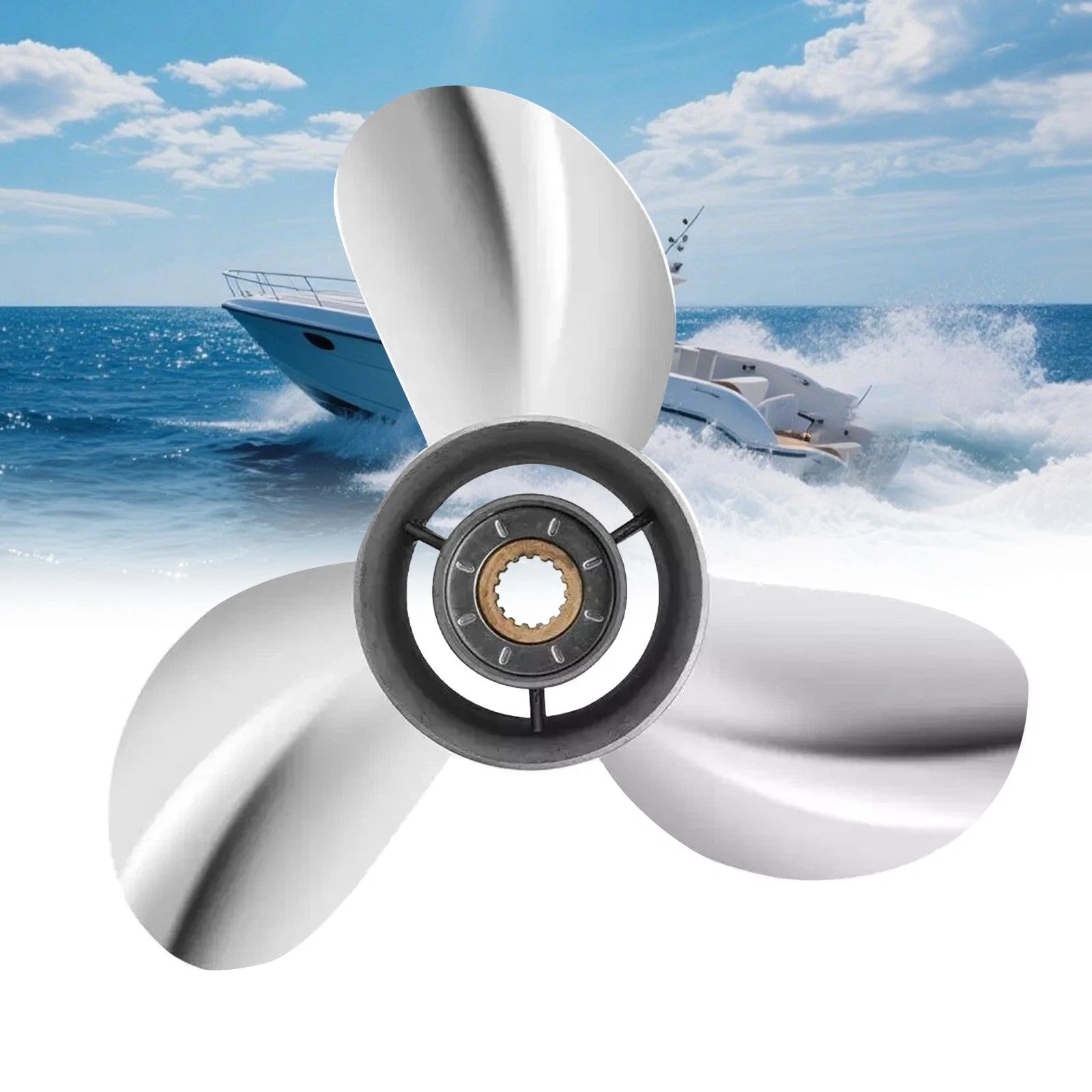 Stainless Steel Outboard Propeller for Yamaha 50-130HP (15 Tooth, RH)