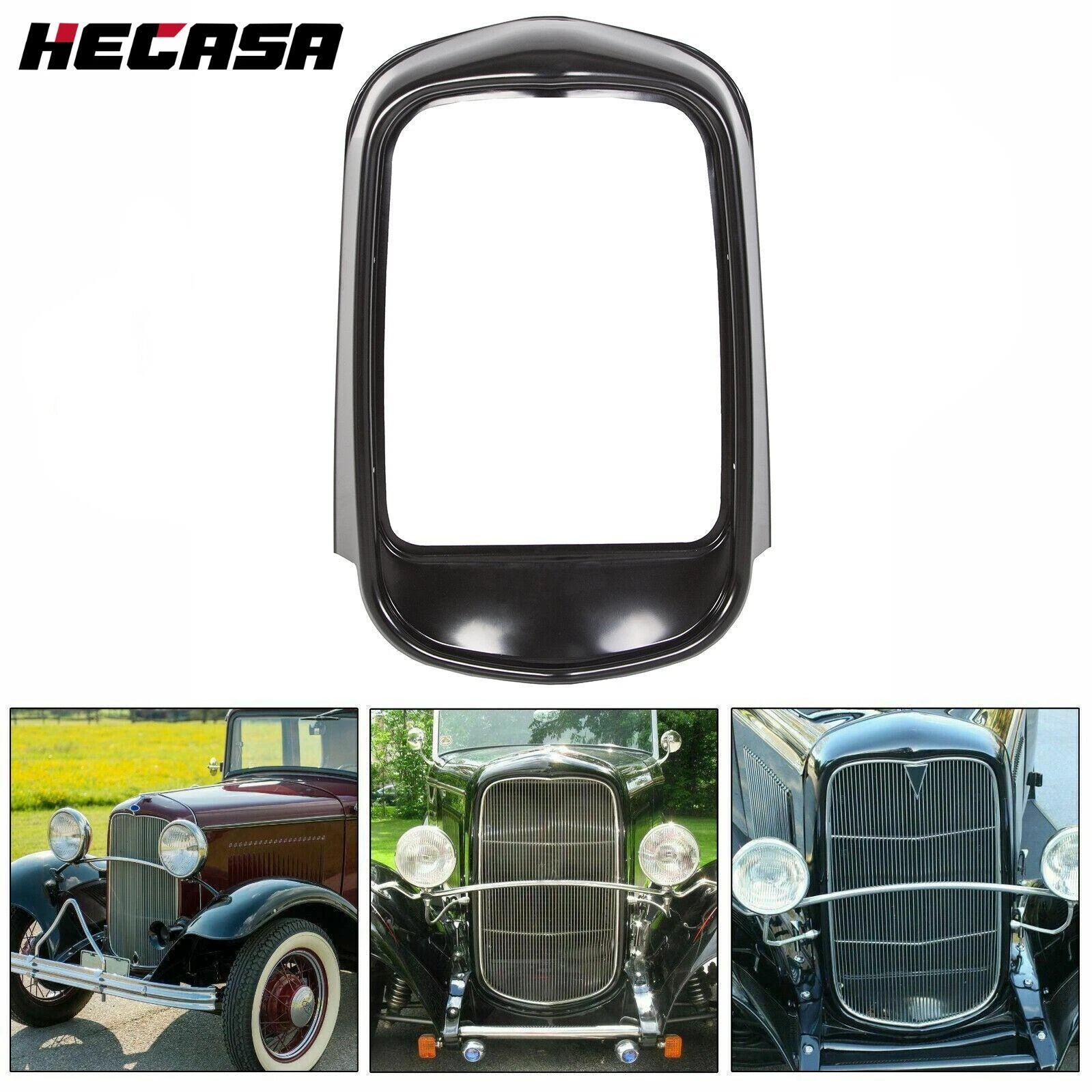 Front Grille Shell for Ford Model BB B (1932) - Stamped Steel, Smooth Black