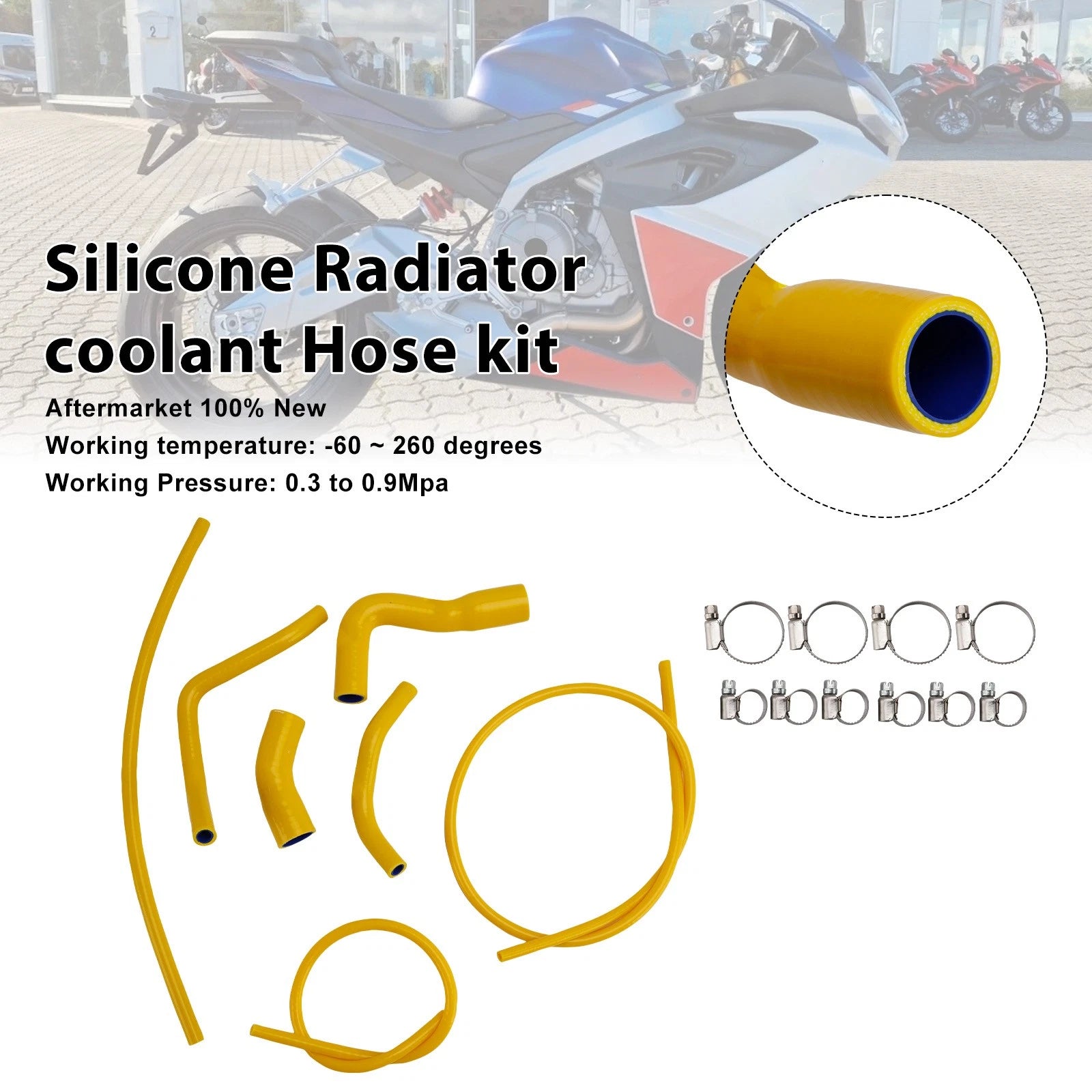Silicone Radiator Coolant Hose for Aprilia RS 660 (2021–2025) Yellow#8