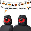 Universal Front Seat Halloween Scary Red Big Eye Headrest Covers (Fits 1–2)
