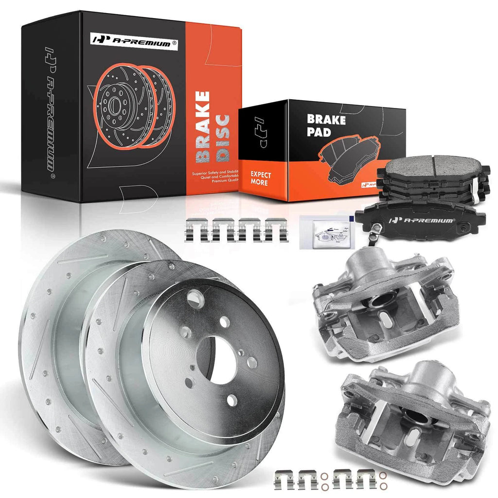 Set of 8 Rear Drilled Brake Rotors & Pads for Subaru Outback Legacy