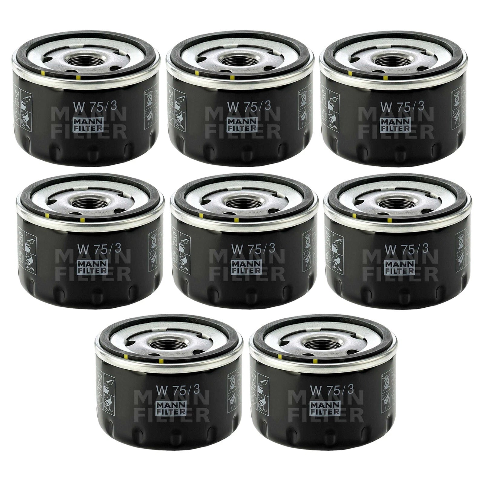 Set of 8 Engine Oil Filters W 75/3 for Ford GM Nissan Mazda Suzuki