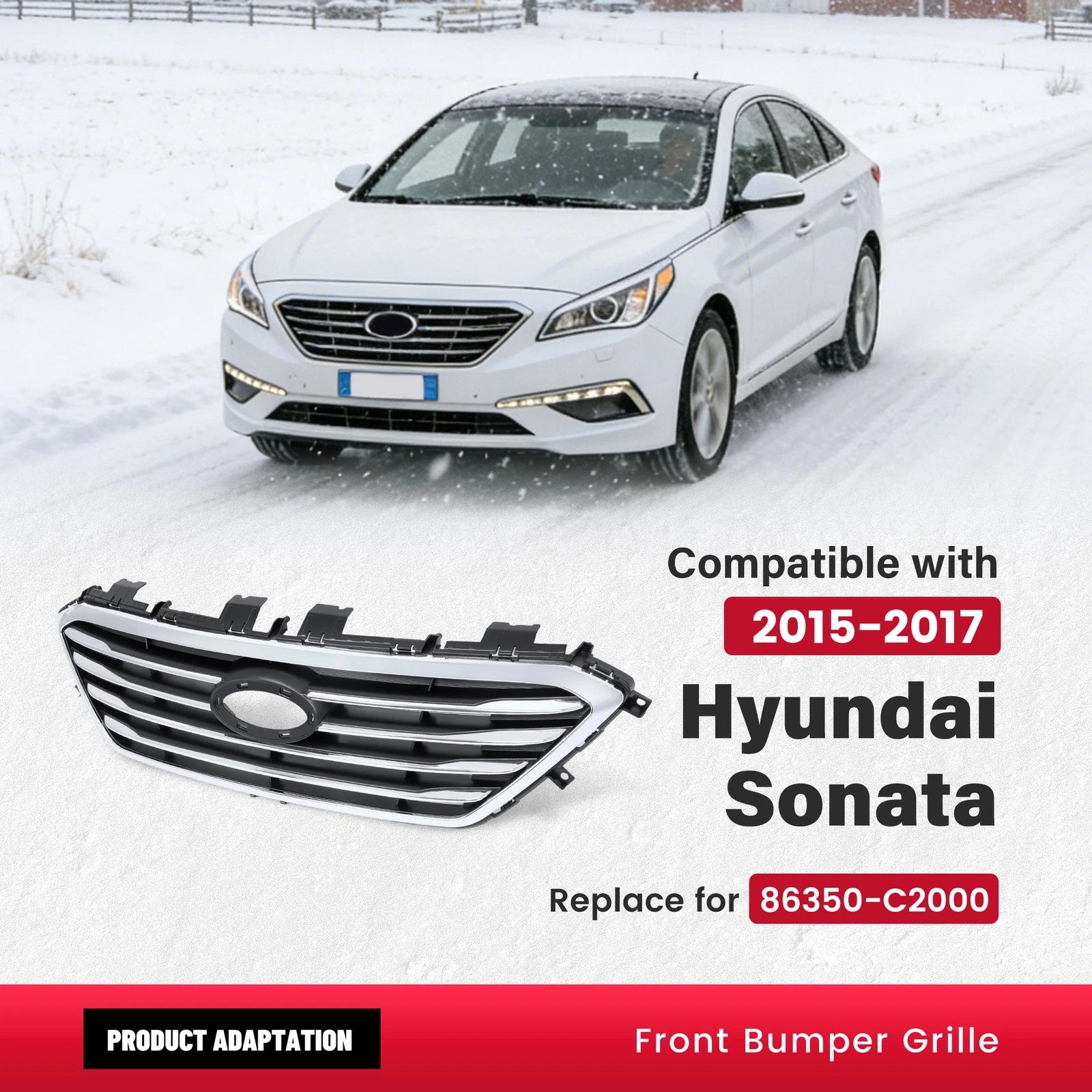 Chrome Upper Grille for Hyundai Sonata Sport (2015-2017)