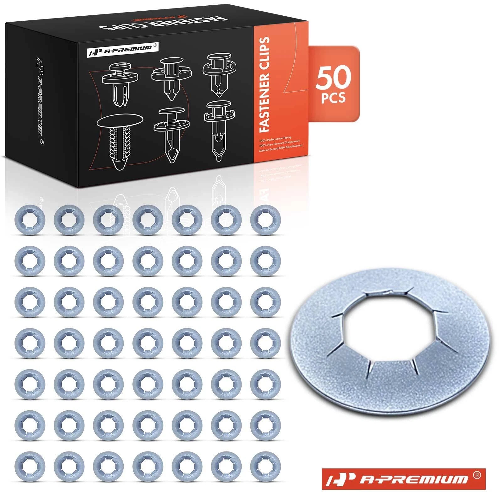 50x Retainer Clips for Ford (6.35mm Stud, 13.49mm Outer Diameter)