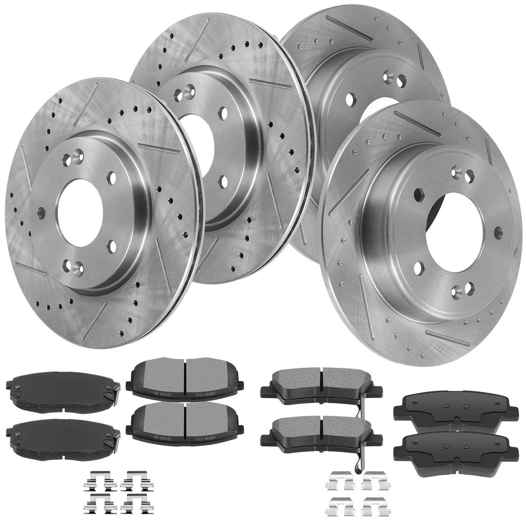 Set of 4 Brake Rotors & Ceramic Pads for Kia Soul (2014–2016) FWD
