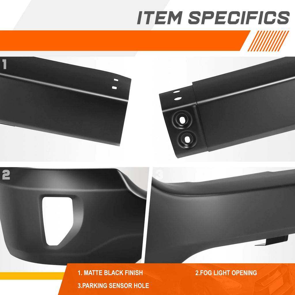 Front Bumper for Chevy Silverado 1500 LD (2016–2019) Matte Black w/ Fog Light Cutouts