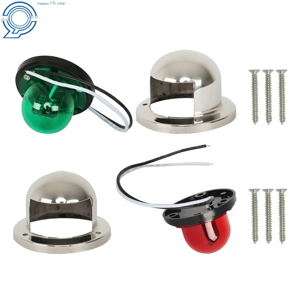 Pair of 12V Stainless Steel LED Bow Navigation Lights for Marine Boat (N/A)