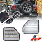 Clear Lens White LED Rear Bumper Reflector Light Kit for Jeep Wrangler JL (2018–2023)