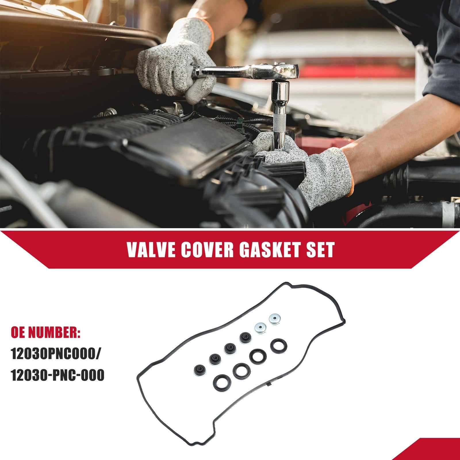 Set of 1 Cylinder Head Valve Cover Gasket No. 12030PNC000 for Honda Civic (2002–2005)