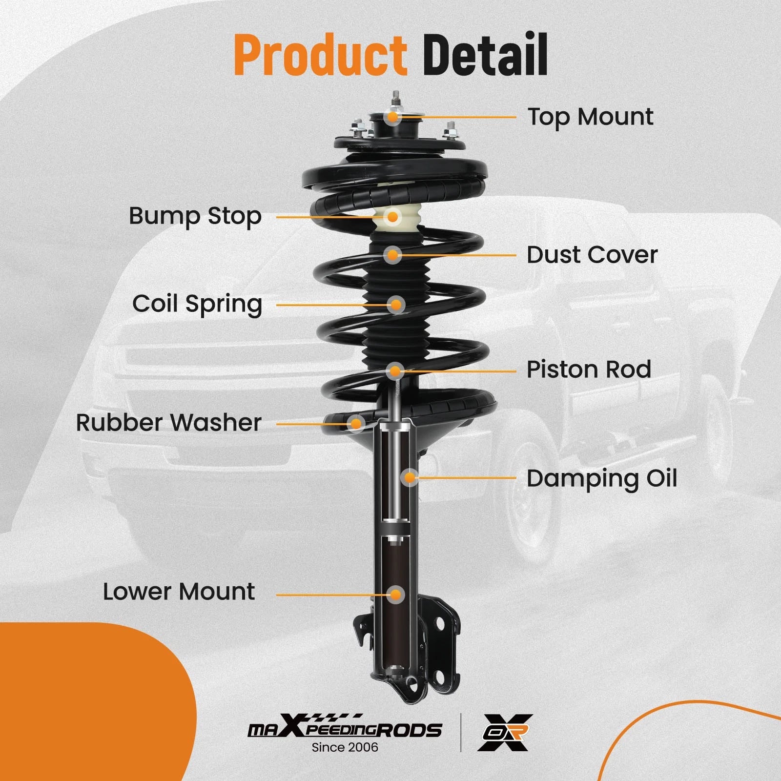 Pair Front Struts Coil Spring for Honda Pilot (2003-2008) & Acura MDX (2001-2002)