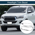 Set of 2 Front Headlight Trim Bezels for Toyota Hilux Revo (2015–2017) Silver Tone