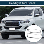 Set of 2 Front Headlight Trim Bezels for Toyota Hilux Revo (2015–2017) Silver Tone